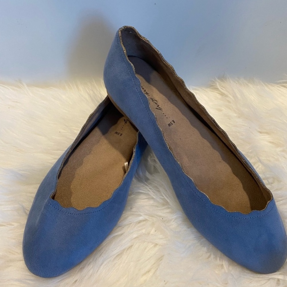 Penningtons In Every Story blue scalloped edge slip on ballet flats 8.5 wide - Picture 2 of 5